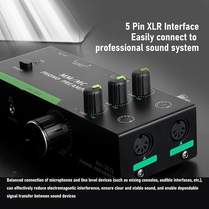 Phono Preamplifier with 3 Band Adjustment XLR Input Output Supports MM MC Cartridges US Plug 100 240V - Image 5