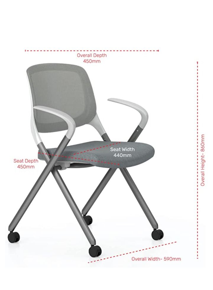 BAFCO Tango Mesh Cushion Padded Ergonomic Office Executive Modern Comfort Mesh Wide Seat Four Wheel Home Working Study Office Training Chair (Gray) - Image 2