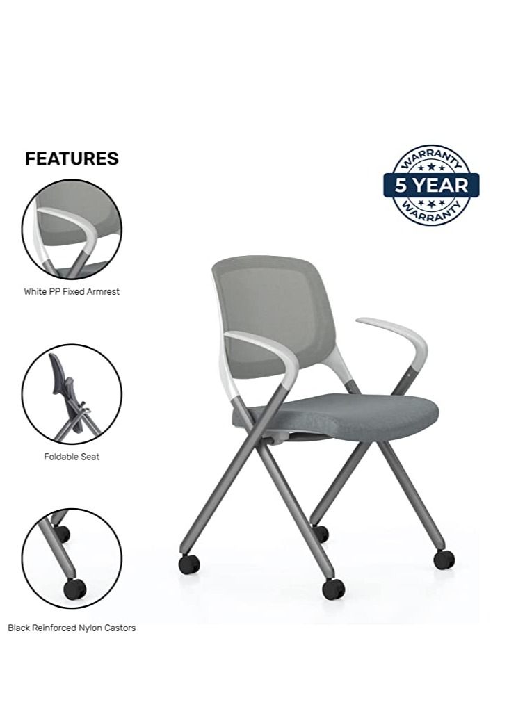 BAFCO Tango Mesh Cushion Padded Ergonomic Office Executive Modern Comfort Mesh Wide Seat Four Wheel Home Working Study Office Training Chair (Gray) - Image 3