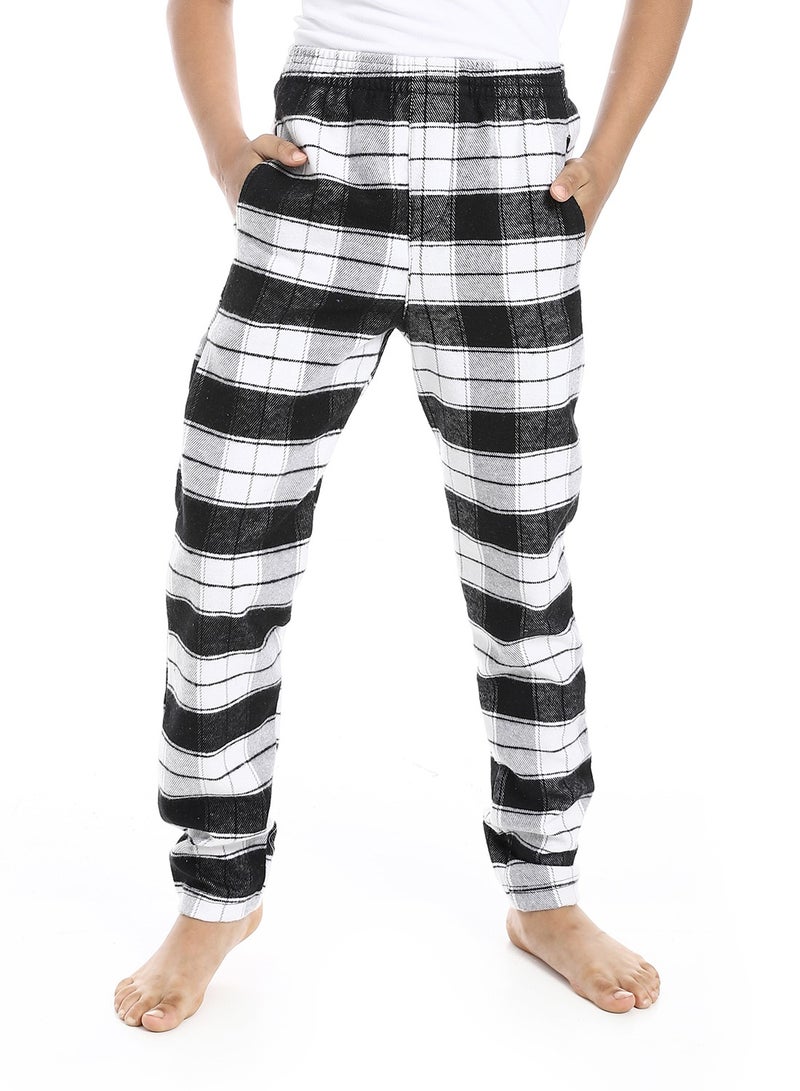 Andora Regular fit Checkered Trousers For Boy's_Black & White - Image 1
