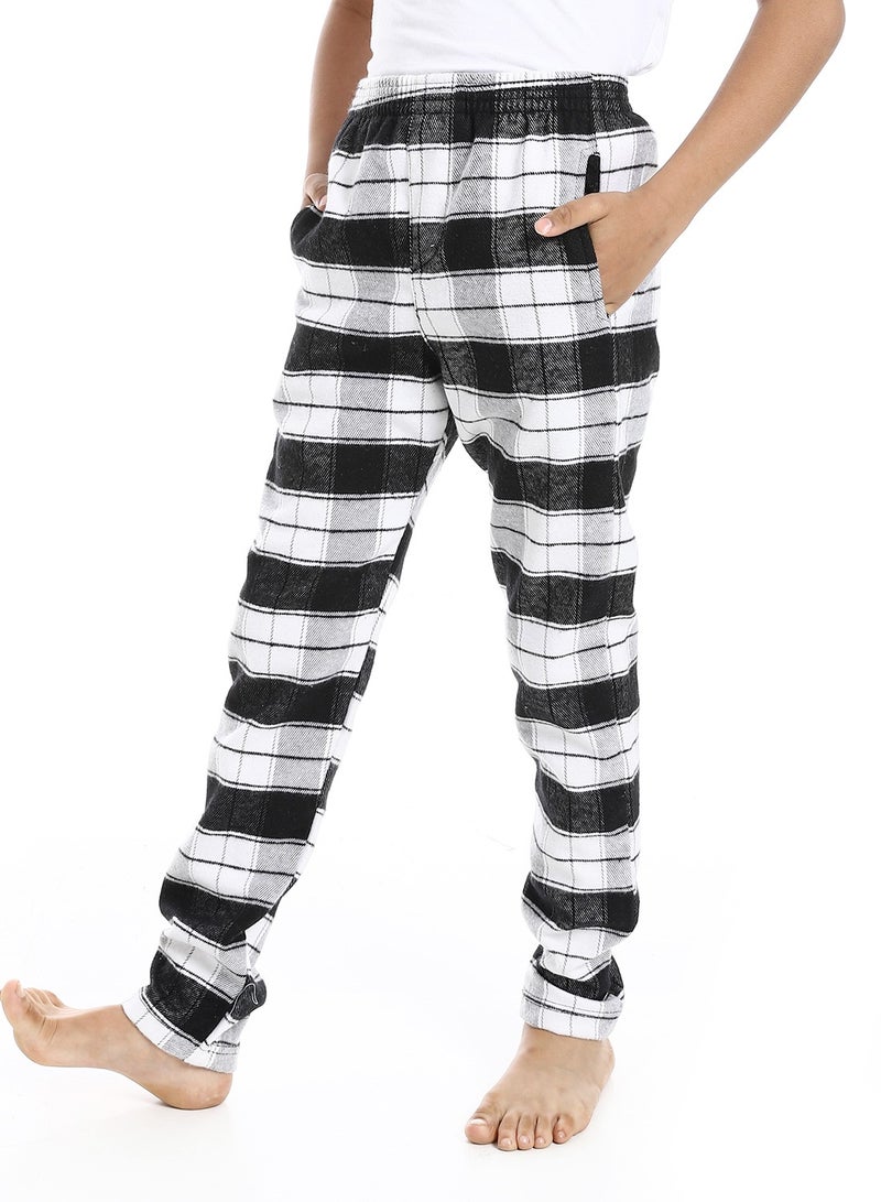 Andora Regular fit Checkered Trousers For Boy's_Black & White - Image 2