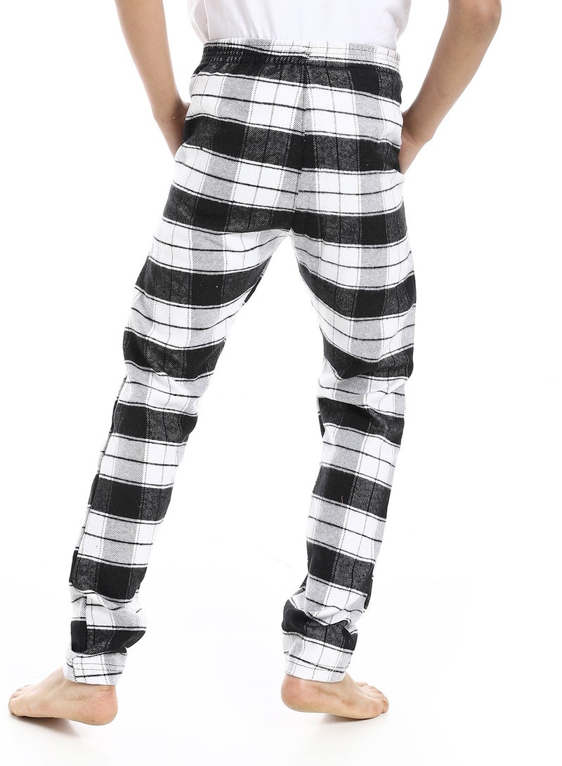 Andora Regular fit Checkered Trousers For Boy's_Black & White - Image 3