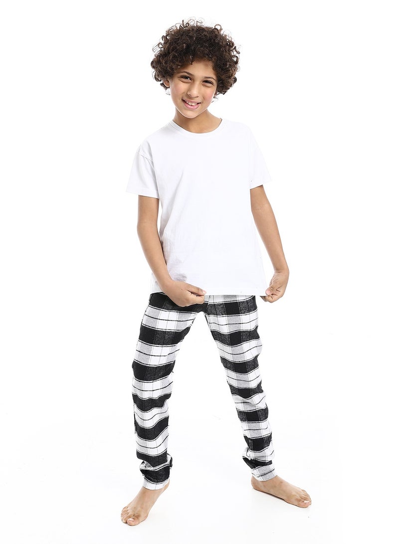 Andora Regular fit Checkered Trousers For Boy's_Black & White - Image 5