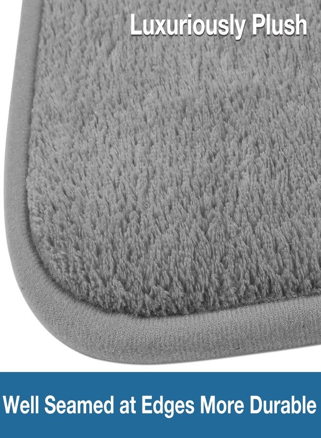 PAGGED Grey Bath Mat Runner Long Narrow Bathroom Rug Memory Foam Microfiber Bathroom Carpet Non Slip Soft Absorbent Washable Bathrug,16" x 47" - Image 2