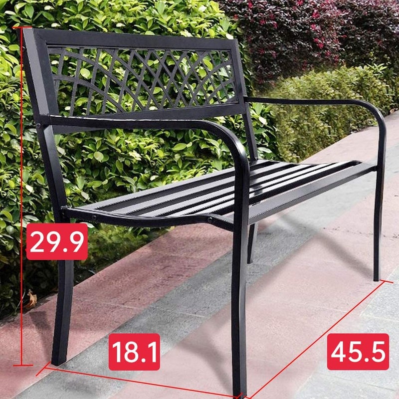 FDW Garden Bench Outdoor Bench with Plastic Backrest for Patio Metal Bench Park Bench or Yard Porch Clearance Work Entryway - Image 3