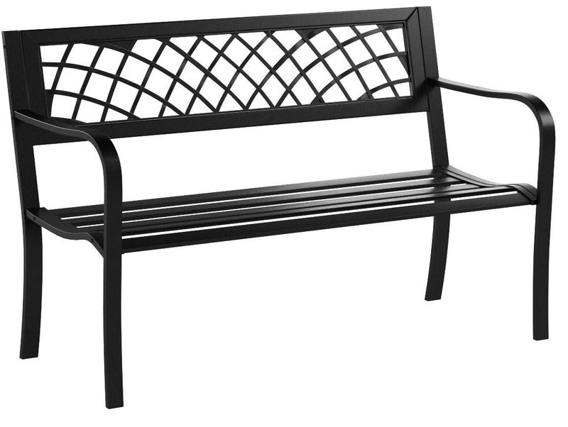 FDW Garden Bench Outdoor Bench with Plastic Backrest for Patio Metal Bench Park Bench or Yard Porch Clearance Work Entryway - Image 4