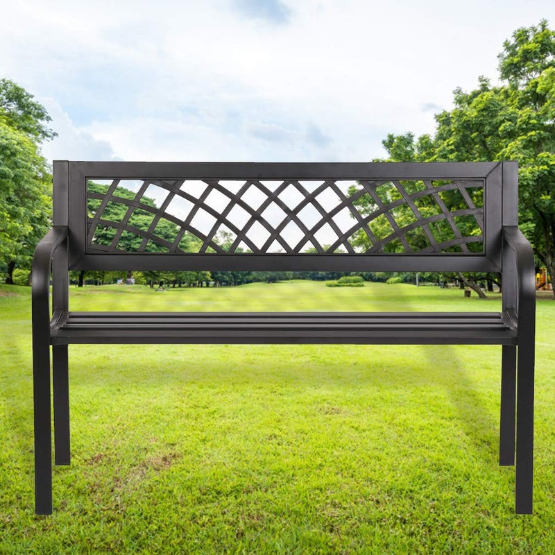 FDW Garden Bench Outdoor Bench with Plastic Backrest for Patio Metal Bench Park Bench or Yard Porch Clearance Work Entryway - Image 1