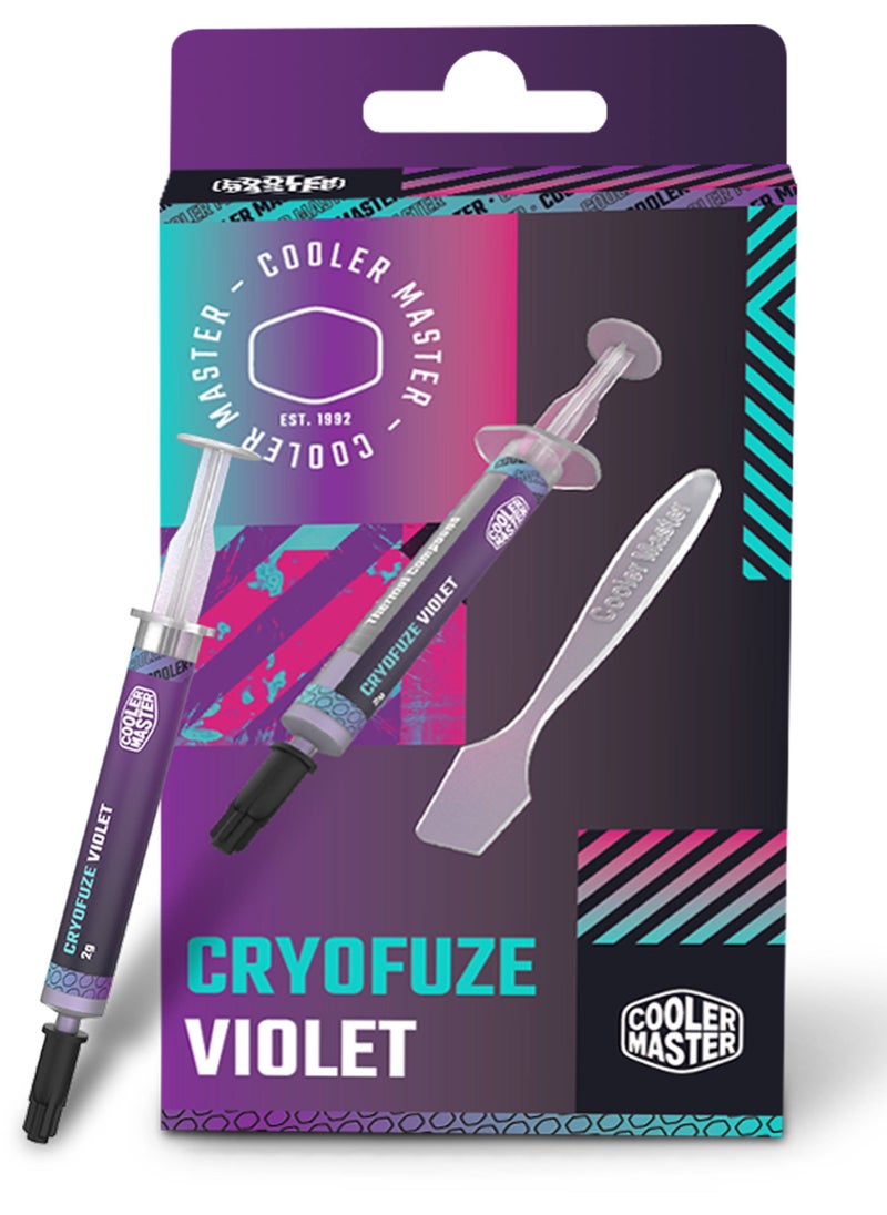 كولر ماستر - معجون حراري CryoFuze Violet عالي الأداء، جسيمات نانوية، موصلية وحدة المعالجة المركزية/وحدة معالجة الرسومات W/m.k= 12.6 م، غير قابل للتآكل، درجة الحرارة -50 درجة مئوية حتى 240 درجة مئوية لمبردات وحدة ا - Image 1