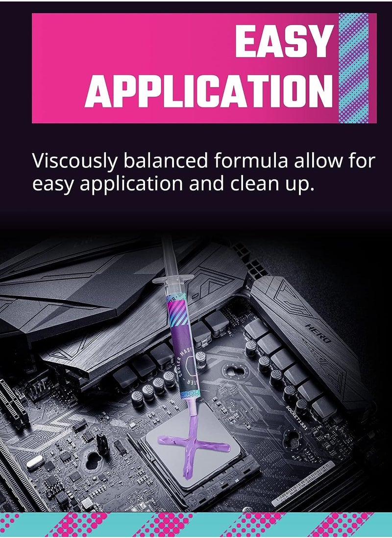 كولر ماستر - معجون حراري CryoFuze Violet عالي الأداء، جسيمات نانوية، موصلية وحدة المعالجة المركزية/وحدة معالجة الرسومات W/m.k= 12.6 م، غير قابل للتآكل، درجة الحرارة -50 درجة مئوية حتى 240 درجة مئوية لمبردات وحدة ا - Image 1