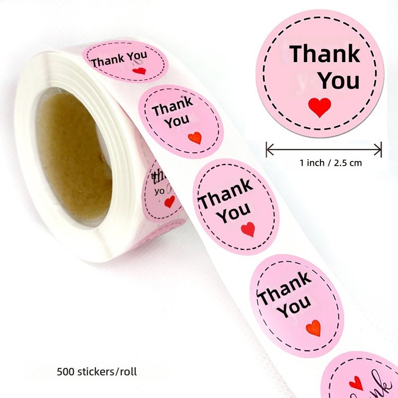 Hot sales in foreign trade, pink round love rolls, thank you, stickers, stickers, handmade wedding and birthday decoration  labels - Image 5