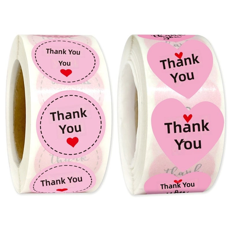 Hot sales in foreign trade, pink round love rolls, thank you, stickers, stickers, handmade wedding and birthday decoration  labels - Image 1