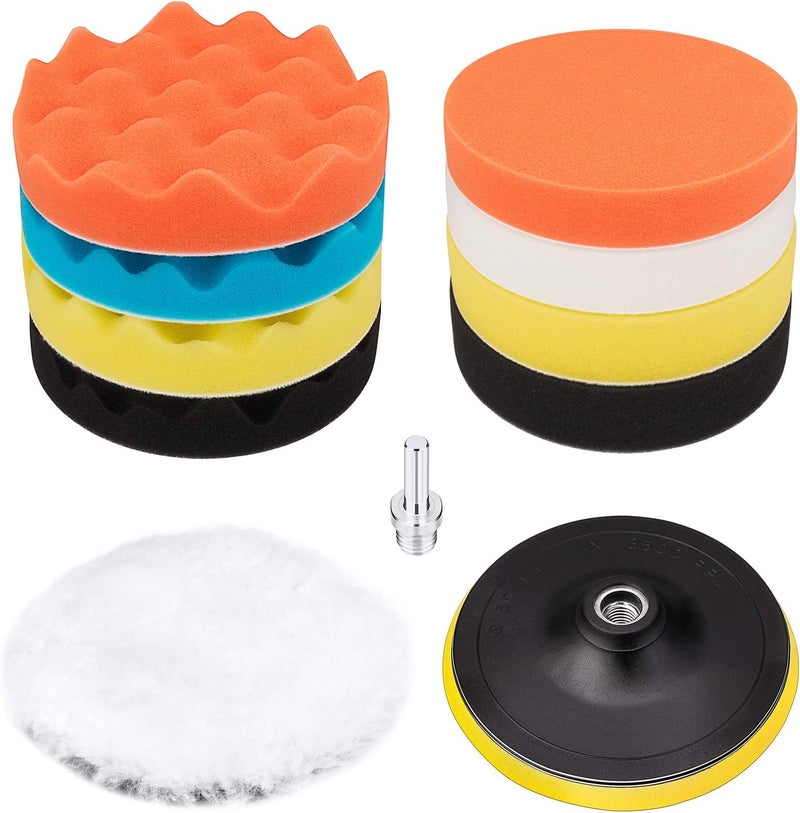 Petutu 6 Inch Buffing and Polishing Pad Kit 11 PCS with Drill Adapter - Image 1