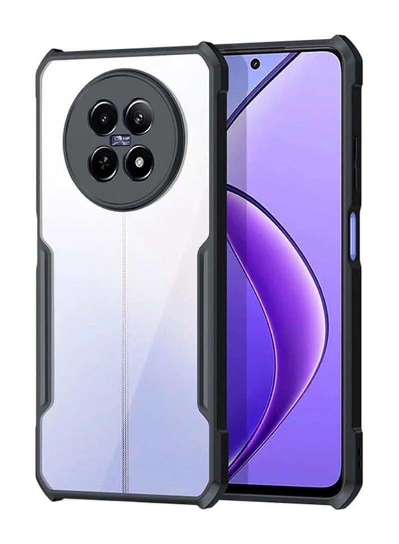 Droproof Sweat-Proof Fingerprint-Proof] Shockproof Protective Phone Case for Realme 12x- Clear Black - Image 1