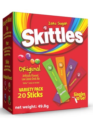 Skittles Singles To Go Variety Pack Powdered Drink Mix Zero Sugar Low Calorie Includes 4 Flavors: Green Apple ,Strawberry Grape, Orange 1 Box 20 sticks (500 ml water each stick) - pzsku/Z0B3F01FC408D2DC4DE02Z/45/_/1721724894/d9cf8780-abd9-4f87-b188-edcf8a096cc1
