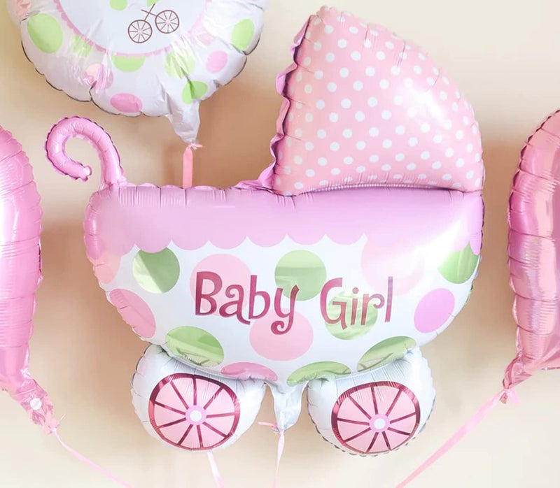 AMFIN® (Pack of 5) Cradle Shape Baby Shower Foil Balloons Baby Shower Decoration Material Its a boy Decorations - Pink - Image 2