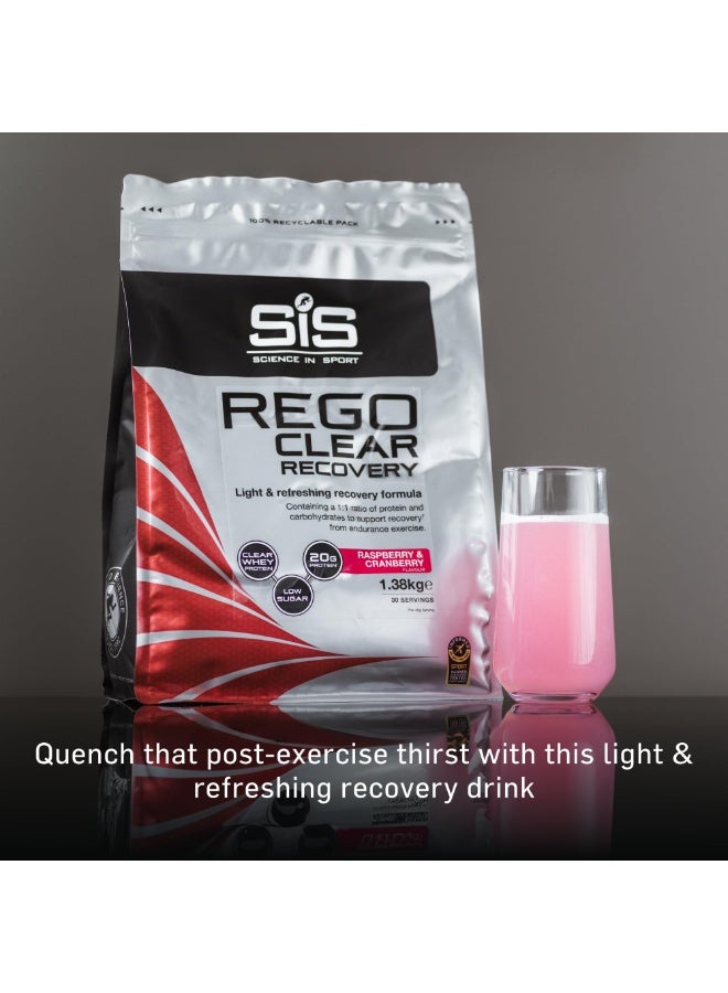 SIS Rego Clear Recovery | 20g Protein | 21g Carbohydrates | 1:1 Ratio | Refreshing Recovery Drink | Whey Protein Powder | Low Sugar | Raspberry & Cranberry Flavour | 30 Servings | 1.38kg - Image 2