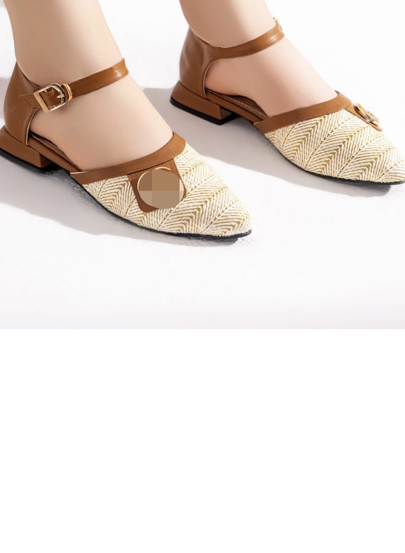 LIFESTYLISH Sandal Flat Burlap And Leather With Buckle SF-46 - Havan  - Image 2