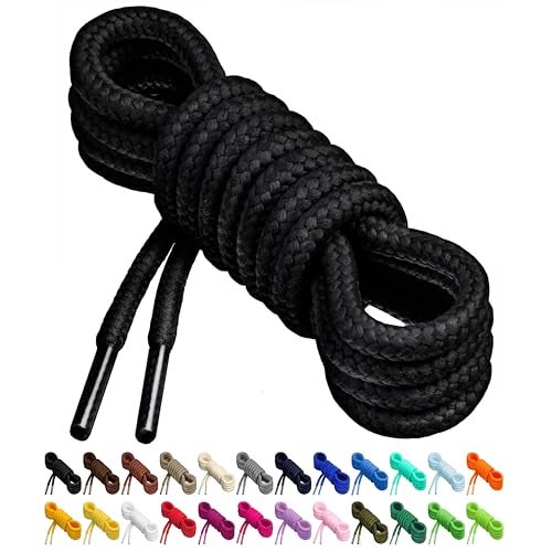 Birch Round Shoelaces 27 Colors 3/16" Thick Shoe Laces 4 Different Lengths (45.5" (115cm) - L, Black) - Image 4