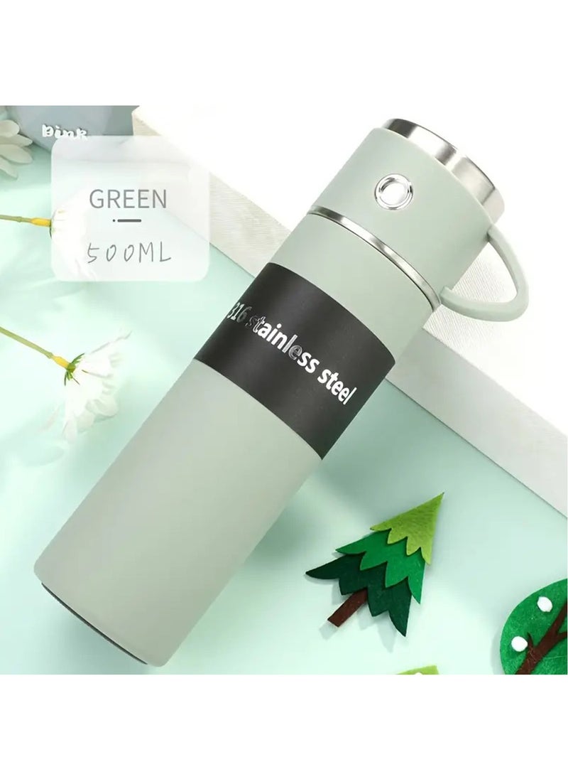 Hihonor - Stainless Steel Insulated Water Bottle - Vacuum Flask with Portable Thermal Mug for Outdoor Hydration Reusable and Travel-Friendly Green - Image 1