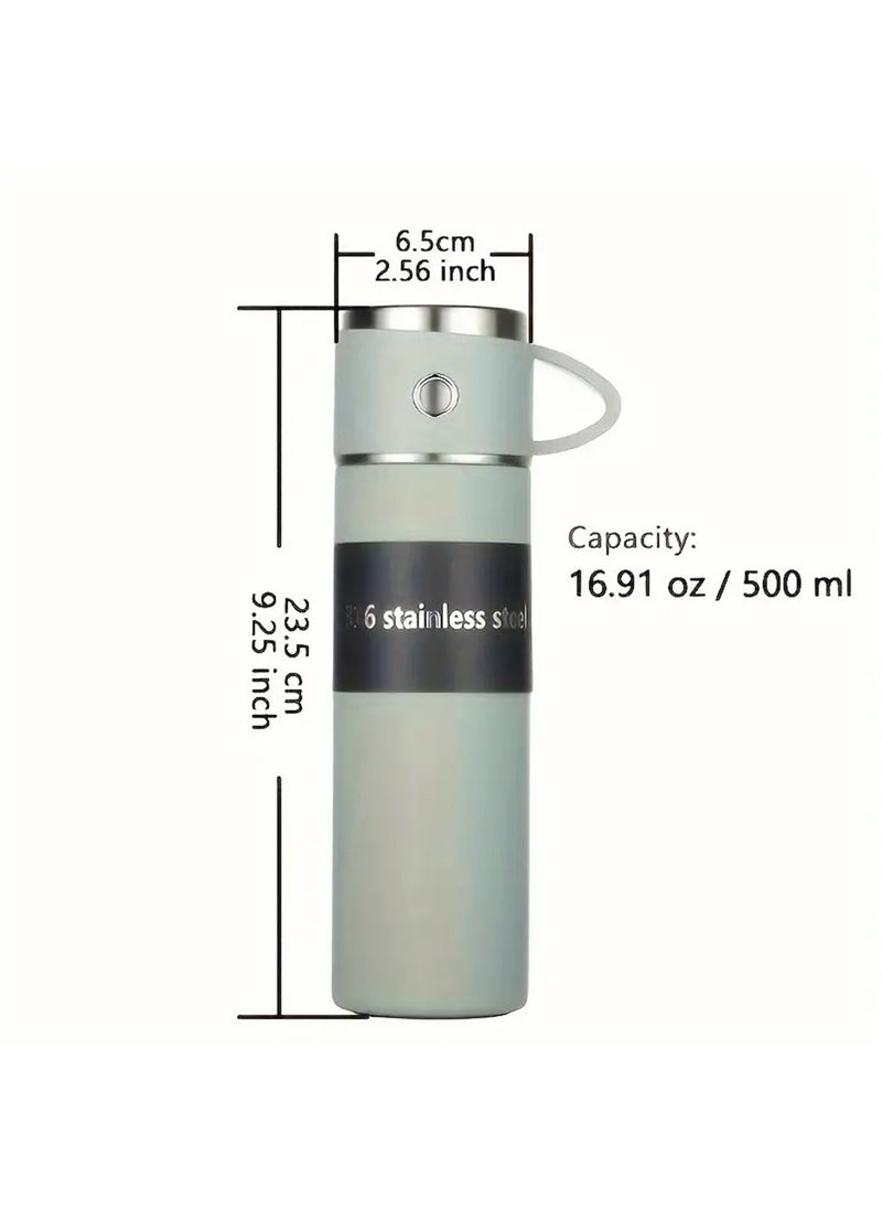 Hihonor - Stainless Steel Insulated Water Bottle - Vacuum Flask with Portable Thermal Mug for Outdoor Hydration Reusable and Travel-Friendly Green - Image 1
