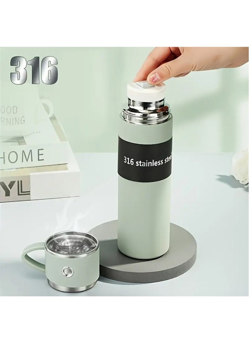 Hihonor - Stainless Steel Insulated Water Bottle - Vacuum Flask with Portable Thermal Mug for Outdoor Hydration Reusable and Travel-Friendly Green - Image 1