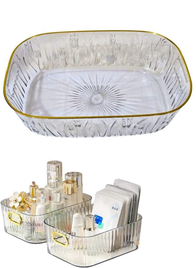 Happy Home Acrylic Makeup Organizer , Bathroom Vanity Organizers and Storage, Ideal for Desk and Dresser Countertops, Great for Cosmetics, skincare, Lipsticks 38*25*10cm - Image 1