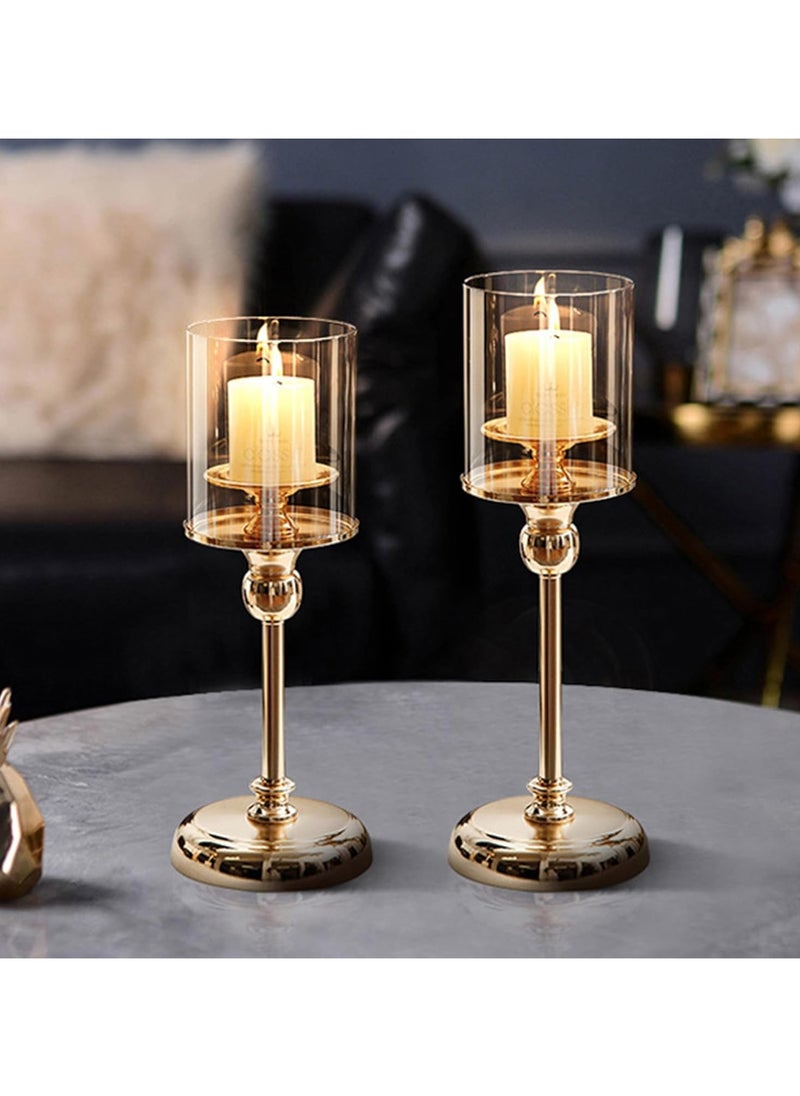 Gold Candlestick Holder Set of 3, Hurricane Candle Holders with Glass Cover, Taper Candle Stands, Elegant Candle Stands for Wedding, Party, and Home Decor, Stunning Table Centerpiece for Special Occasions, Gold Finish. - pzsku/Z0B3F515107FDC45C5C2BZ/45/_/1717413323/1cc681b6-9da4-4cf3-bf79-07bf0f59eb92