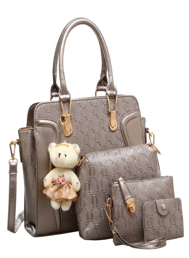 FiveloveTwo Women Ladies 4Pcs Handbag Set Tote Satchel Shoulder Bag PU Top Handle Bag Purse Clutch Card Holder - Image 1