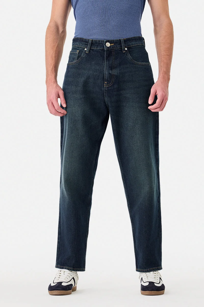 SNITCH Blue Washed Baggy Jeans for Men | Best Price UAE