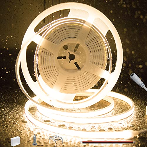 PAUTIX COB LED Strip Neon Rope Light 16.4ft/5m, 2700K Warm White 504 LEDs/m 24V,Silicone LED Neon Light IP68 Waterproof for Outdoor Indoor Lighting Decor(Power Supply NOT Included) - Image 1