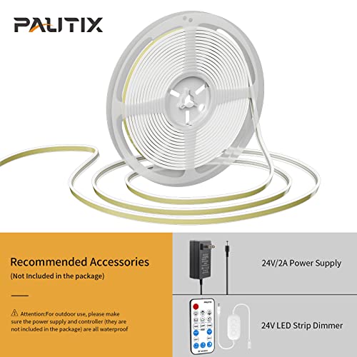 PAUTIX COB LED Strip Neon Rope Light 16.4ft/5m, 2700K Warm White 504 LEDs/m 24V,Silicone LED Neon Light IP68 Waterproof for Outdoor Indoor Lighting Decor(Power Supply NOT Included) - Image 4