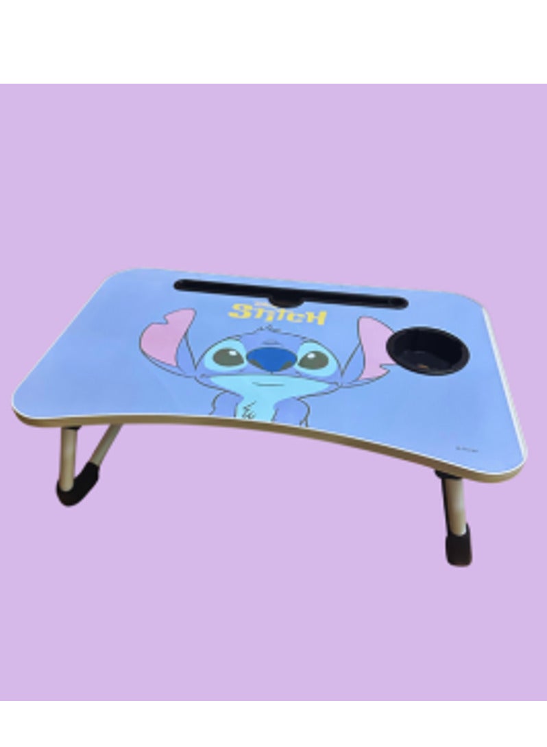 STITCH Foldable Laptop Table with Stitch Design | Study, Writing & Gaming Desk | Bed Tray for Breakfast | Lightweight with Cup Holder & Anti-Slip Legs