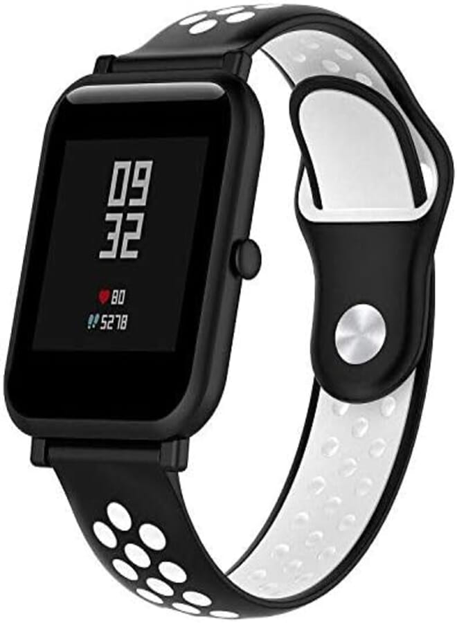 OR Breathable with holes sport silicone watch Band for Xiaomi Amazfit Bip Bracelet Strap - white and Black