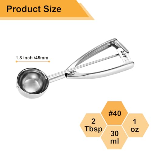 Fayomir 2 Tablespoon Cookie Scoop, Size #40/2 Tbsp Cookie Scoops for Baking, Cookie Dough Scoop, Selected 18/8 Stainless Steel, for Making Cookie, Cupcake, Muffin, Ice Cream, Meatball - Image 2