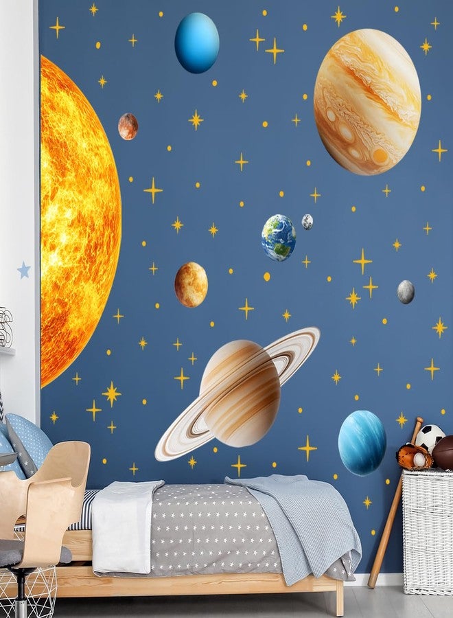 Ladinimo Large Outer Space Wall Decals，Solar System Outer Space Planets Peel and Stick Art Decals，Space Themed Wall Decal，for Toddler Boy Room, Astronomy Large Boy Decor. - Image 1