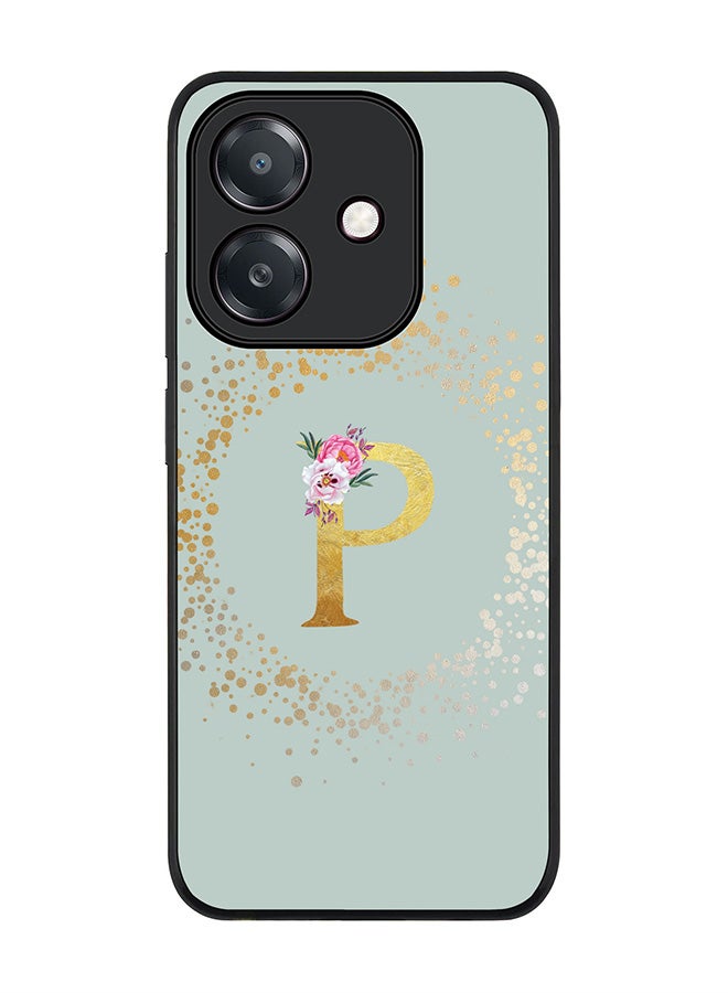Stylizedd For Oppo A5i Case,Slim fit Camera Protection, Shockproof Thin Phone cover  - Custom Monogram Floral - P  (Light Grey )