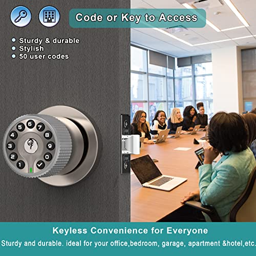 BOTHSTAR Keypad Door Knob with Key,Keyless Entry Door Lock, Code Locks Door Knob, Auto Lock,50 User Code,Easy to Install,for Home,Office,Bedroom,Garage,No Deadbolt - Image 3