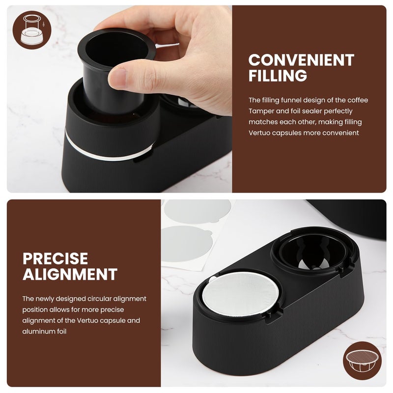 Pro Mael Reusable Pods Kit for Nespresso Vertuo, Refillable Coffee Pods with 52 Pcs Aluminum Foil Lids for VertuoLine Capsules, Compatible for VertuoPlus Espresso Machine (Pods not included) - Image 3