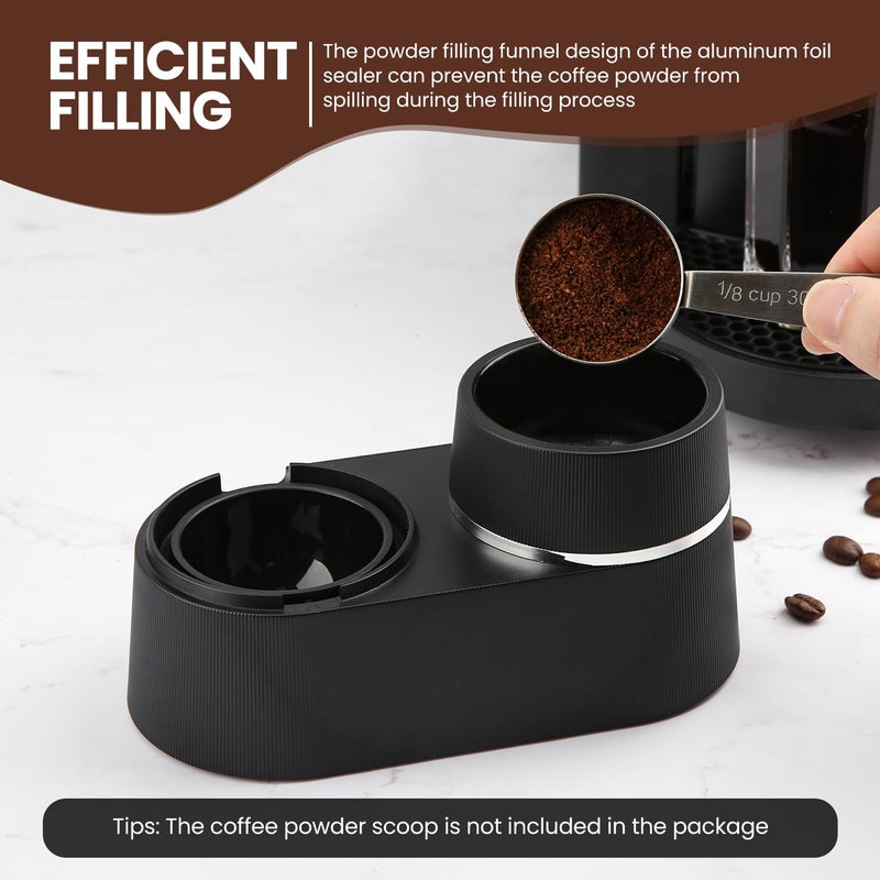 Pro Mael Reusable Pods Kit for Nespresso Vertuo, Refillable Coffee Pods with 52 Pcs Aluminum Foil Lids for VertuoLine Capsules, Compatible for VertuoPlus Espresso Machine (Pods not included) - Image 5