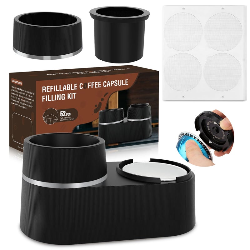 Pro Mael Reusable Pods Kit for Nespresso Vertuo, Refillable Coffee Pods with 52 Pcs Aluminum Foil Lids for VertuoLine Capsules, Compatible for VertuoPlus Espresso Machine (Pods not included) - Image 1