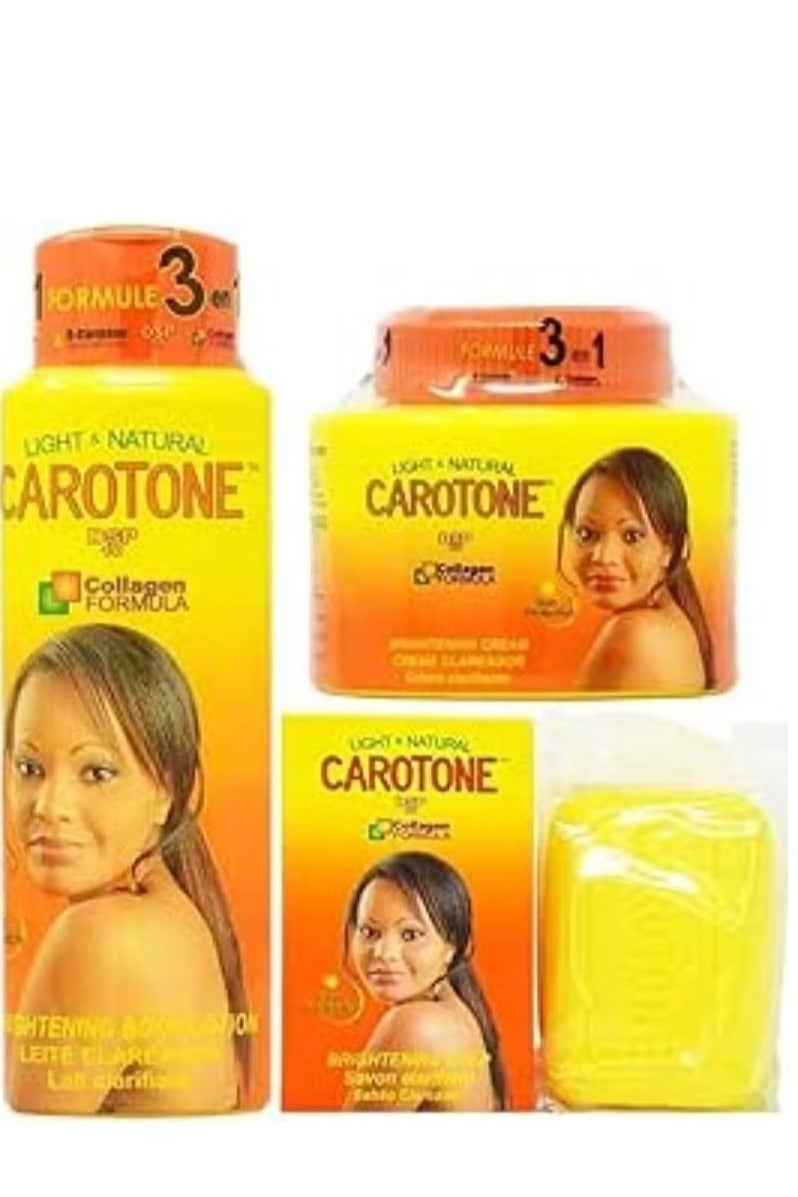 كاروتون أفضل مجموعة من 3 كريمات تفتيح البشرة بتركيبة الكولاجين من كاروتون 135 مل، لوشن للجسم 215 مل، وصابون 190 جم
