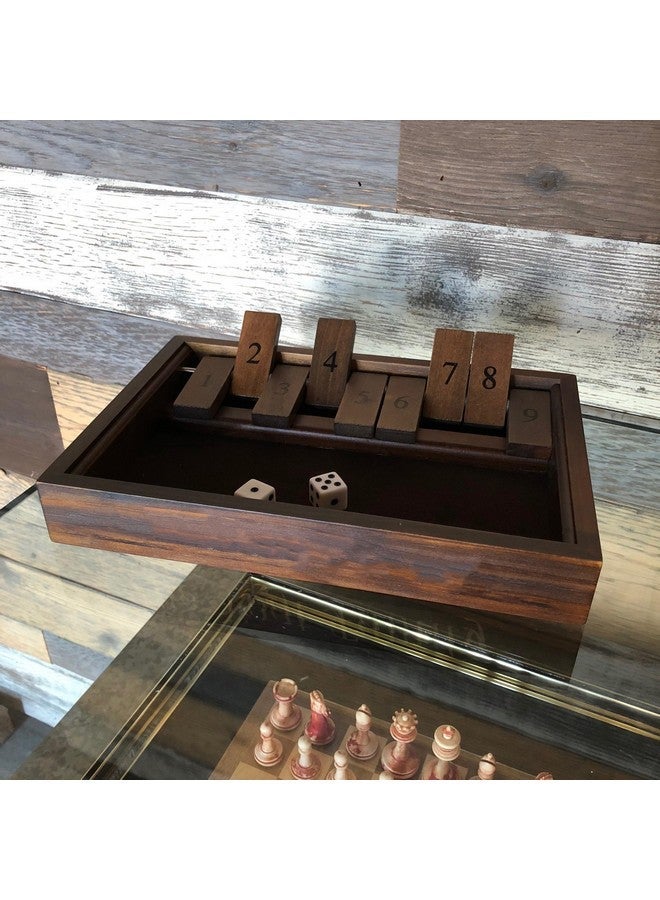 وي جيمز WE Games Shut the Box Game خشبية - 9 أرقام من البلاط مع صندوق خشبي ملون داكن ، لعبة لوحية ليلة اللعبة ، ألعاب رياضيات ، قعقعة ، ألعاب عائلية ، ألعاب نرد للبالغين ، ألعاب لوحية للكبار ، 11 بوصة - Image 2