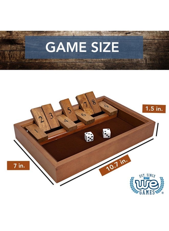 وي جيمز WE Games Shut the Box Game خشبية - 9 أرقام من البلاط مع صندوق خشبي ملون داكن ، لعبة لوحية ليلة اللعبة ، ألعاب رياضيات ، قعقعة ، ألعاب عائلية ، ألعاب نرد للبالغين ، ألعاب لوحية للكبار ، 11 بوصة - Image 3