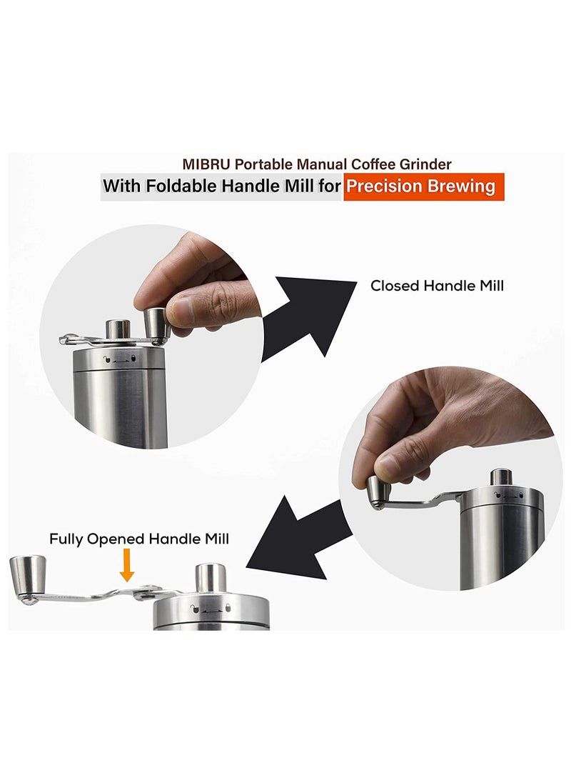 MIBRU - Manual Coffee Grinder Portable Hand With Adjustable Setting Stainless Steel Mill For Drip Espresso Home - Image 1