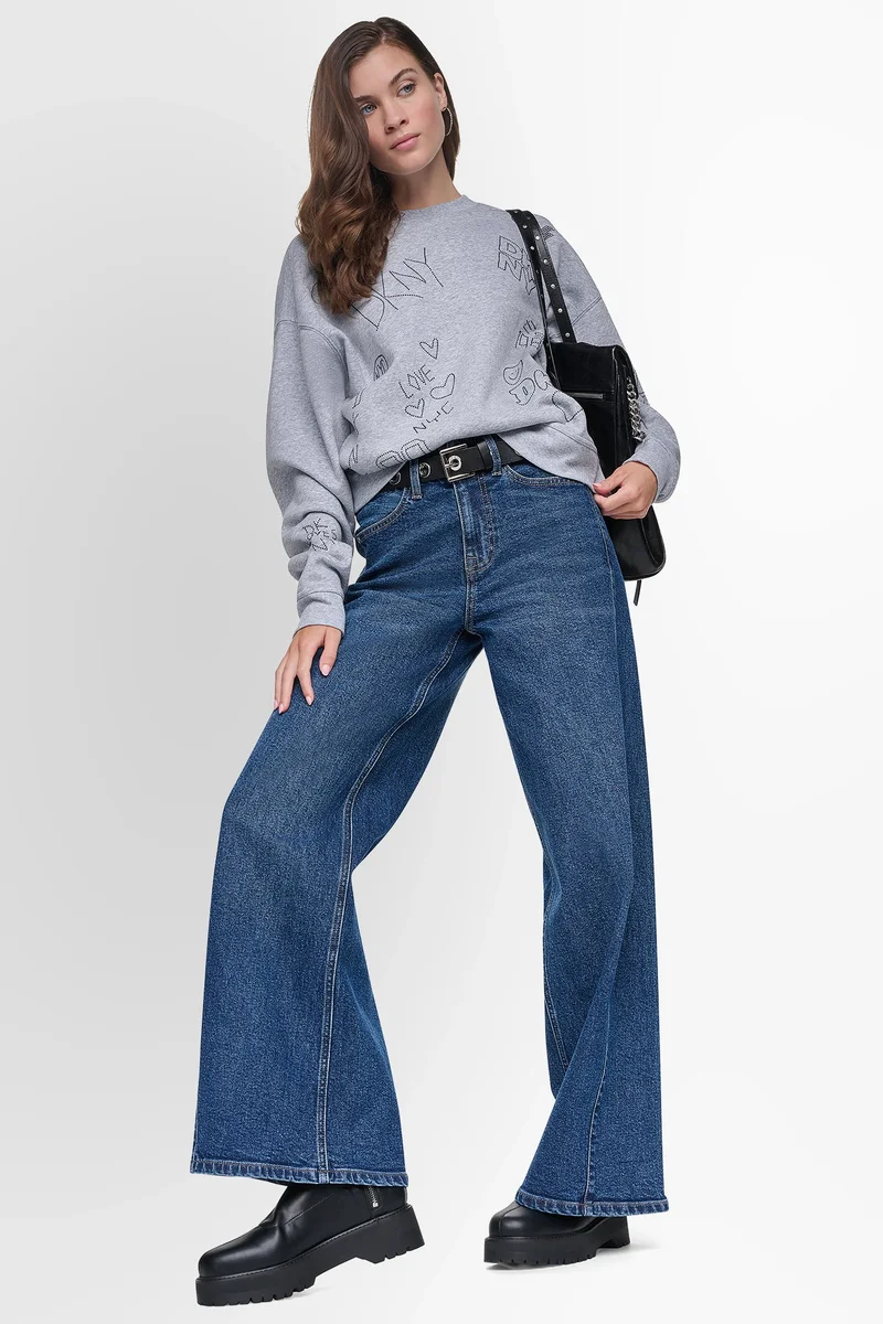 DKNY RHINESTONE GRAFFITI LOGO SWEATSHIRT