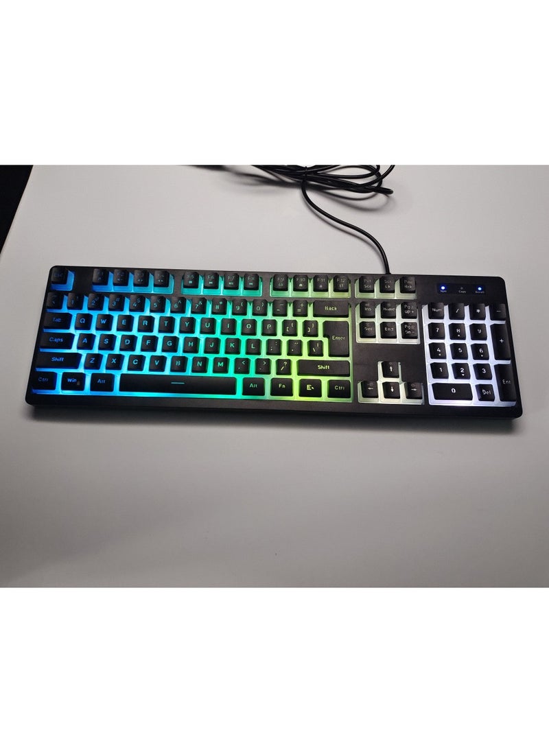 L200 Gaming Membrane Keyboard Pudding Keycap Wired RGB Backlight Manipulator Feel Computer Keyboard