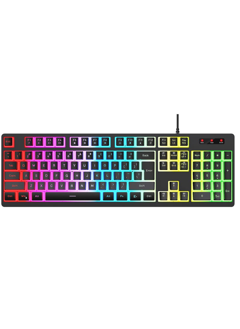 HXSJ L200 Gaming Membrane Keyboard Pudding Keycap Wired RGB Backlight Manipulator Feel Computer Keyboard  - Image 1