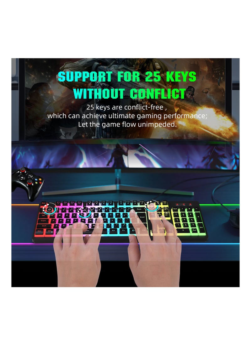 HXSJ L200 Gaming Membrane Keyboard Pudding Keycap Wired RGB Backlight Manipulator Feel Computer Keyboard  - Image 2