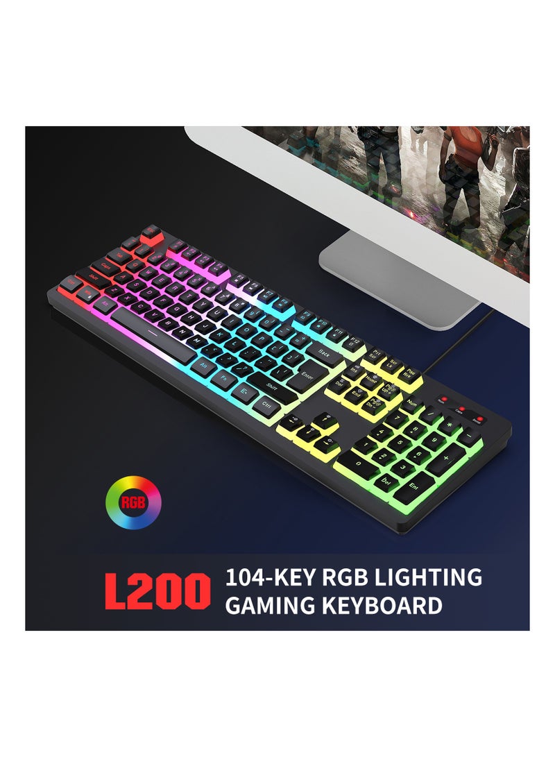 إتش إكس إس جيه L200 غشاء لوحة المفاتيح بودنغ Keycap سلكي RGB الخلفية مناور يشعر لوحة مفاتيح الكمبيوتر - Image 5