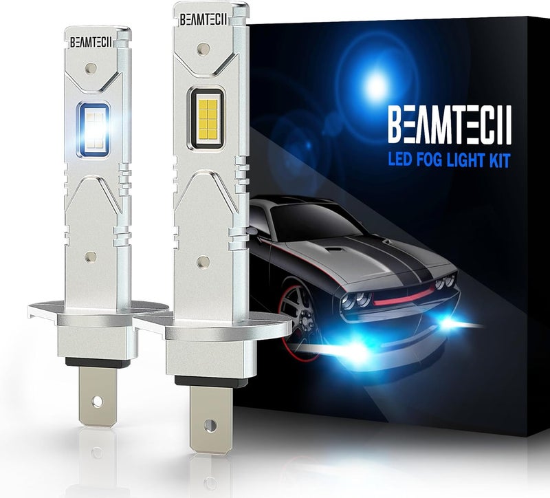 BEAMTECH H1 Led Fog Light Bulb,1:1 Mini Size 16 Upgraded Chips Extremely Super Bright 2800 Lumens 6500K Xenon White(Pack of 2) - Image 1